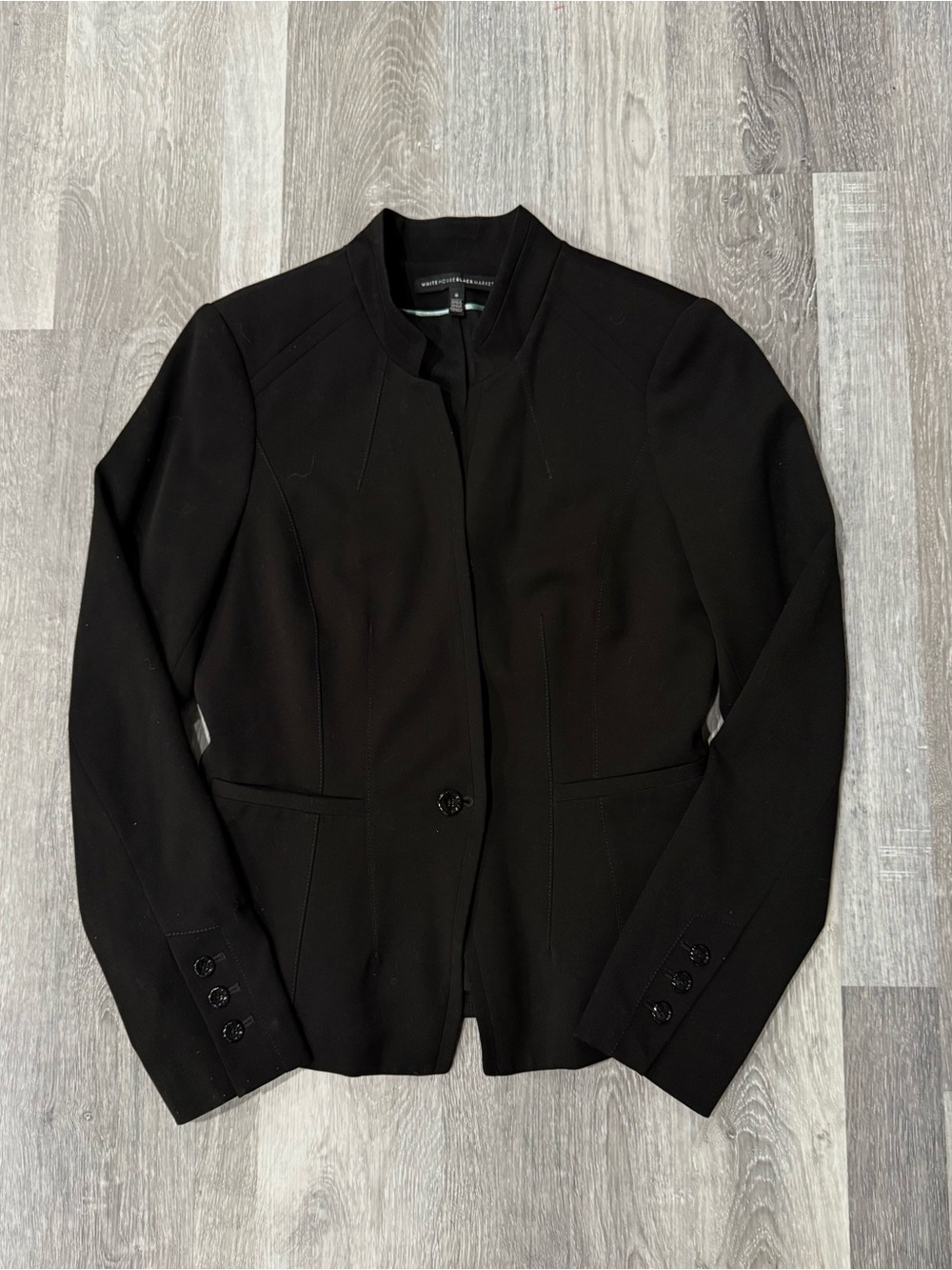 Women's White House Black Market Black Tailored Blazer Jacket with Button Detail